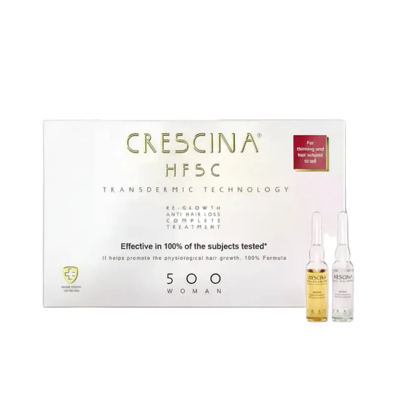 Crescina HFSB hair treatment package with bottles on a white background