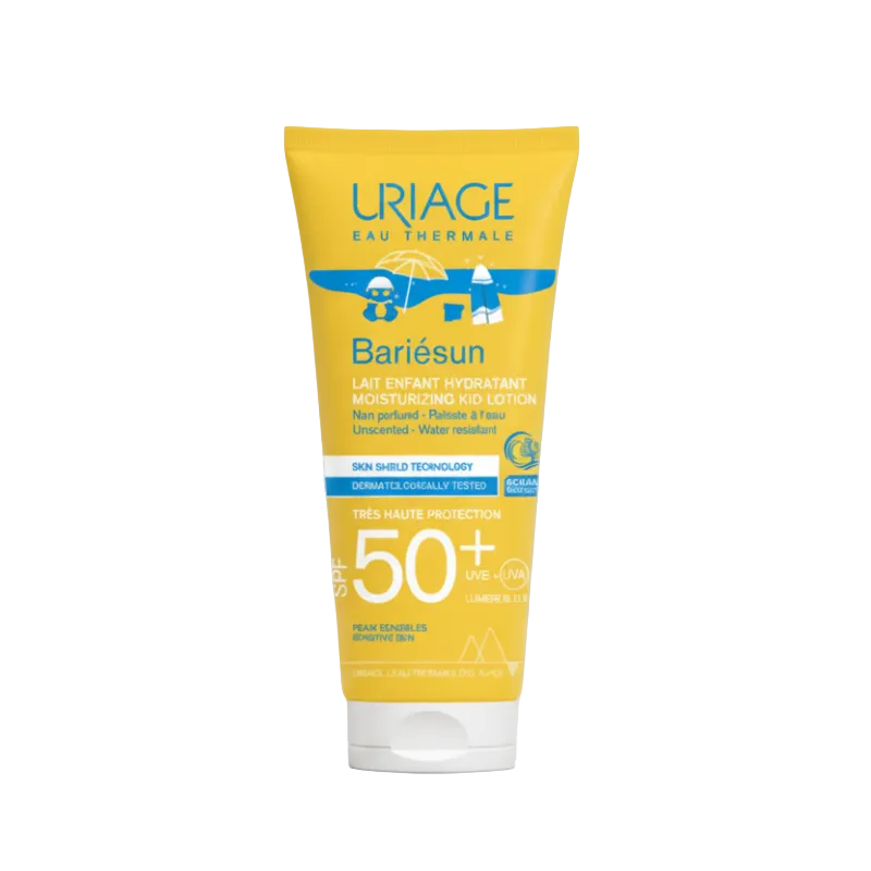 Uriage Bariésun moisturizing kid lotion SPF 50+ on a white background
