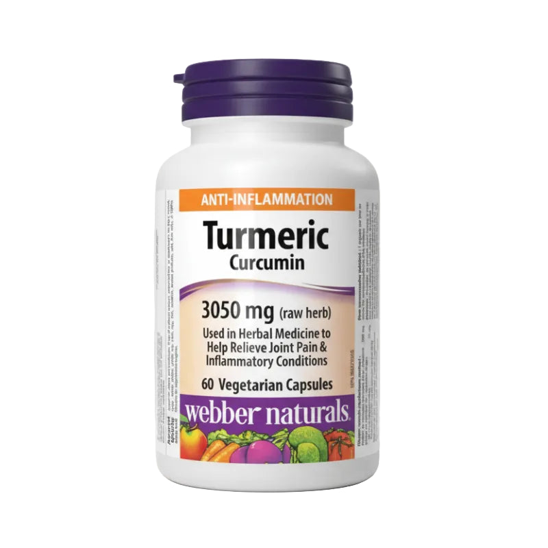 Turmeric Curcumin supplement bottle with label on a white background