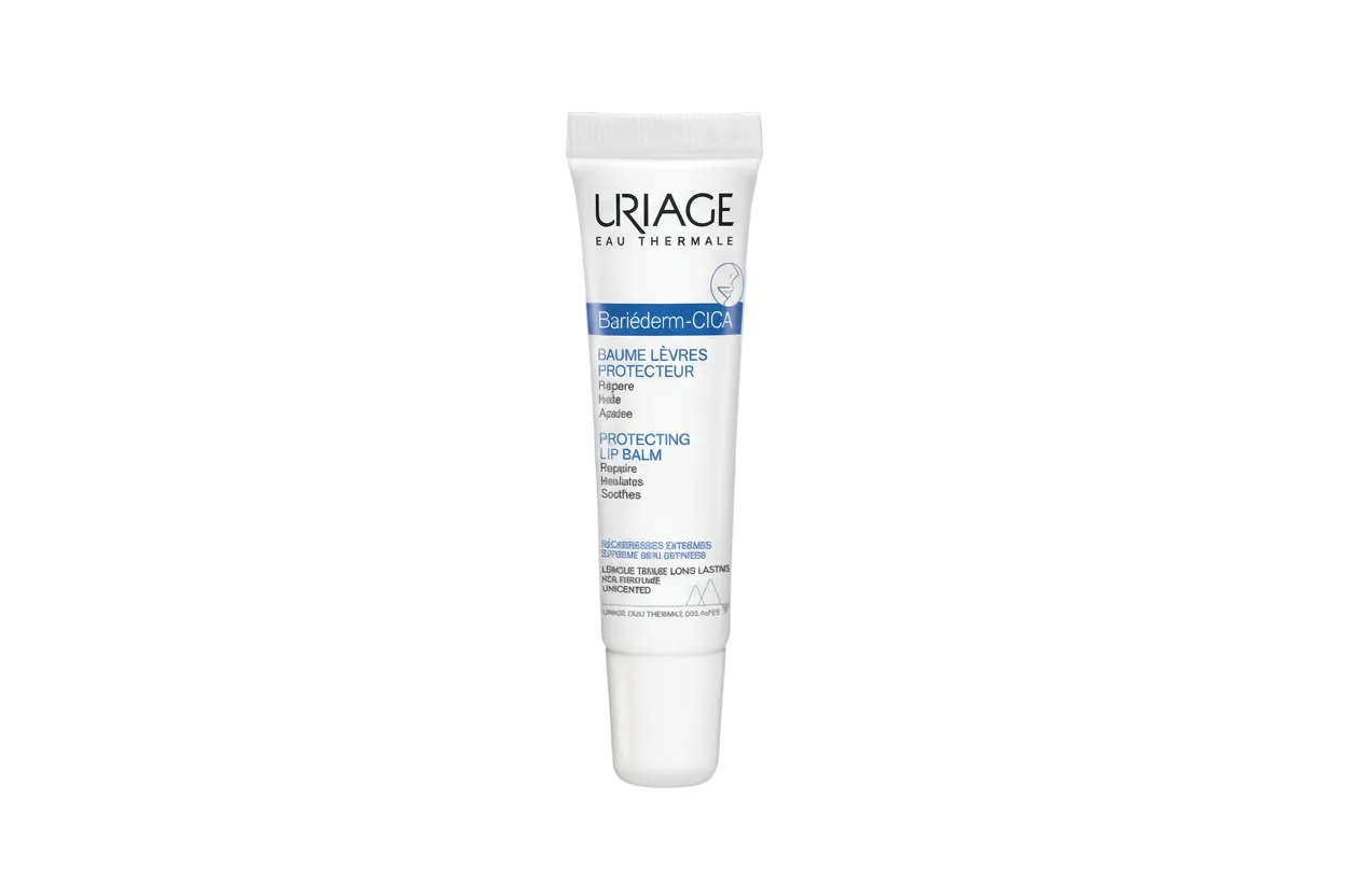 Uriage lip balm on a white background