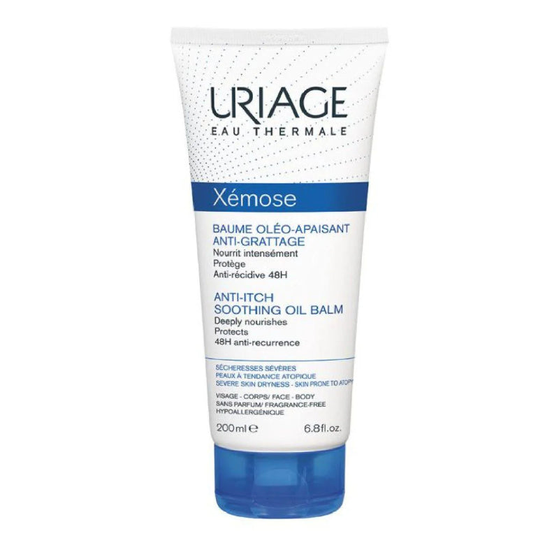 Uriage Xémose Anti-Itch Soothing Oil Balm tube on a white background