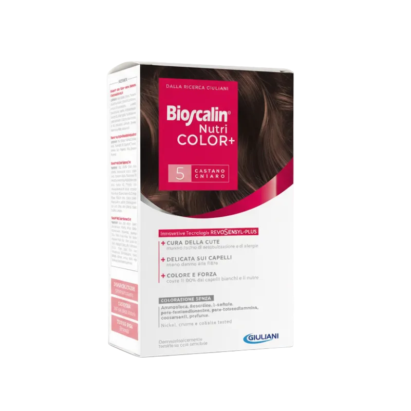 Box of Biocalin Nutri Color hair dye in shade 5 castano intenso.