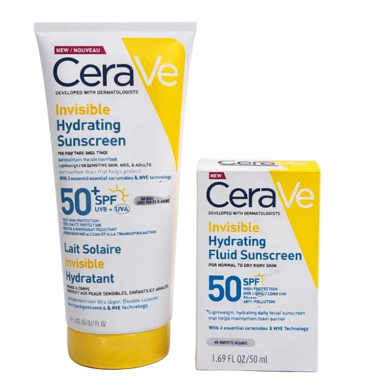 CeraVe sunscreen products with Farmaci Esler branding on a white background