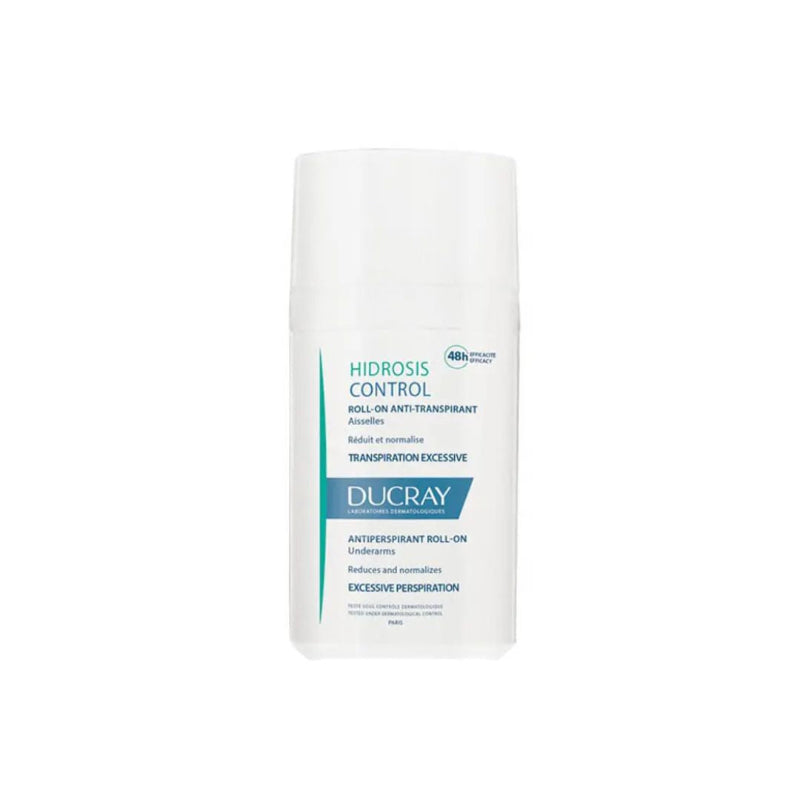 Ducray Hidrosis Control roll-on antiperspirant packaging on a white background