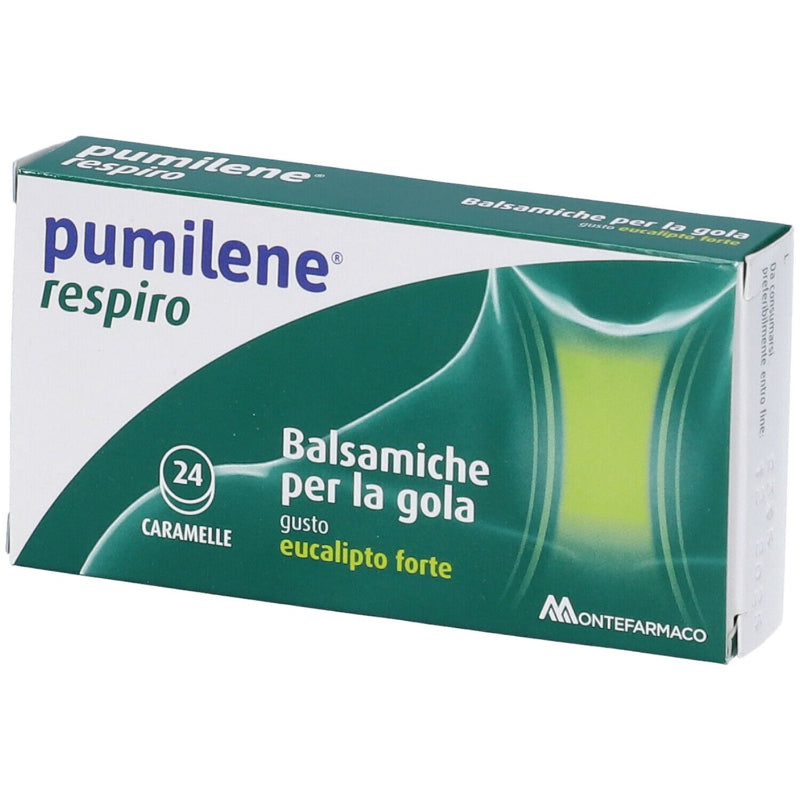 Box of Pumilene Respiro throat lozenges with green and white design