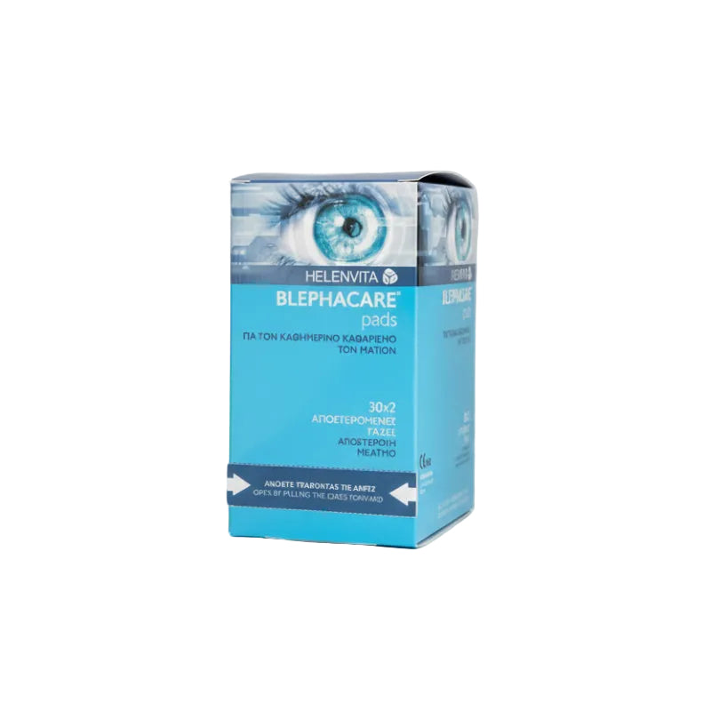 Box of Helenvita Blephacare pads with an eye image on a white background