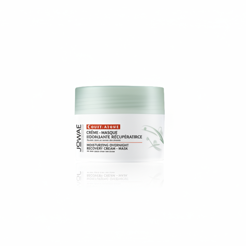 A jar of JOWAE MOIST Overnight Recovery Cream-Mask, which is a skin care product.