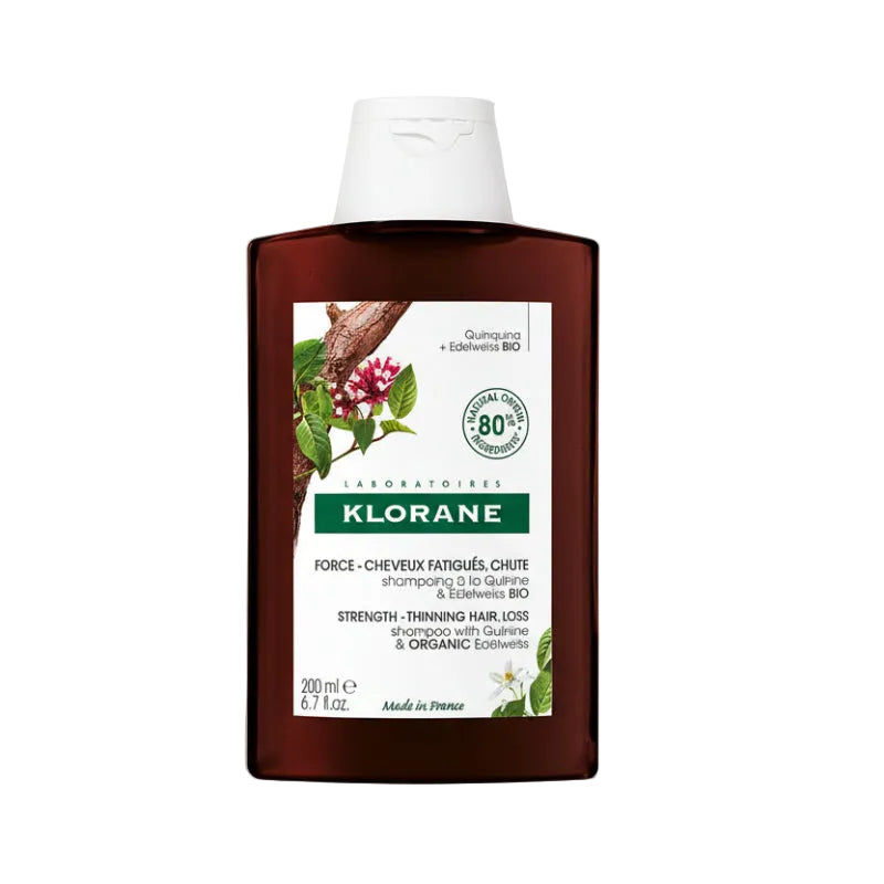 Bottle of KLORANE Shampoo with Quinine and Edelweiss, 200ml.