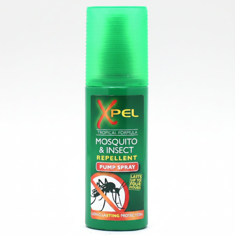 Xpel mosquito and insect repellent pump spray on a white background