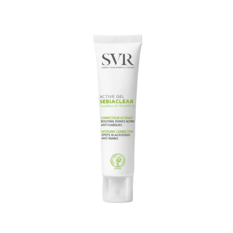Svr Sebiaclear active gel tube on a gray background