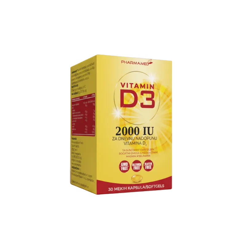 Vitamin D3 2000 IU 30 Softgels nga PharmaMed
