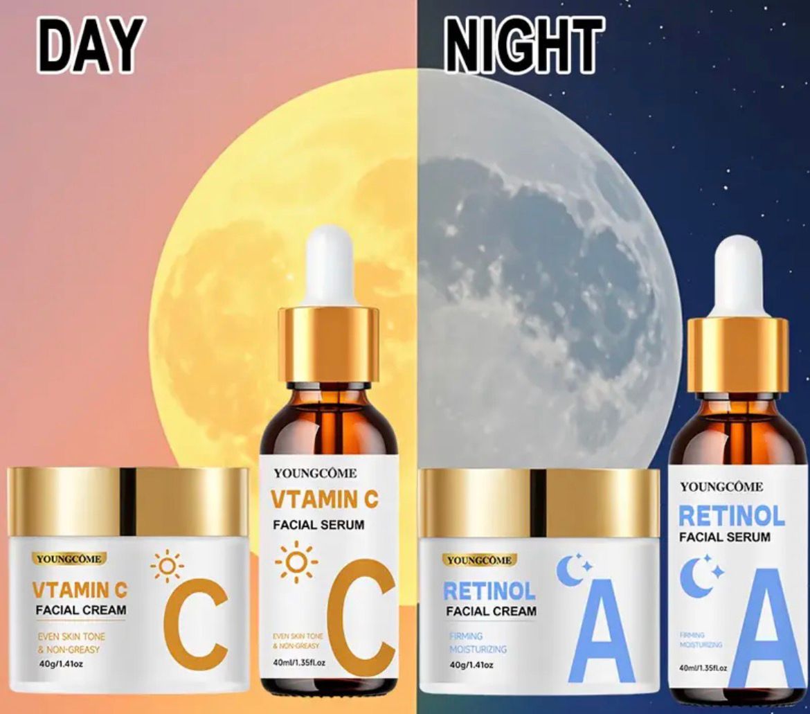 YOUNGCOME Vitamin C & Retinol Facial Set – Kujdes i plotë për ditën dhe natën