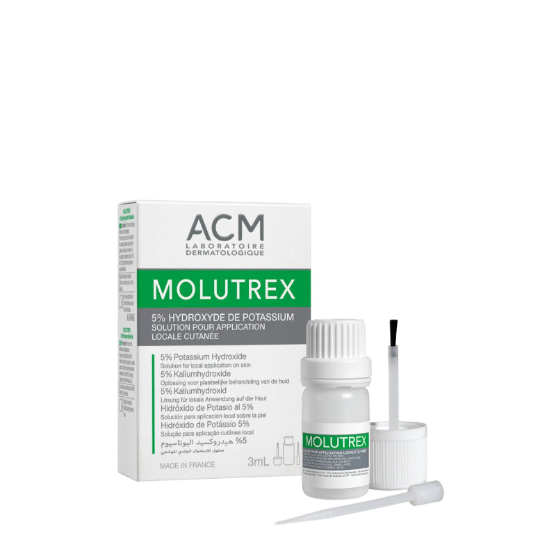 Molutrex skincare product packaging with dropper on a white background