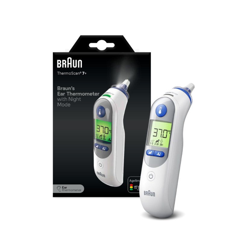 Braun ThermoScan 7+ Ear Thermometer Age Precision with Night Mode